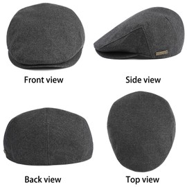 Wantonfy Beret Cap Men's Flat Cap Peaked Cap Gatsby Peaked Cap Newsboy Flat Cap Beret Hat 1920 Style Gatsby Costume Accessories, Grey All Seasons