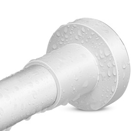 YNL White Shower Curtain Rod 32-64 Inch(2.7-5.33ft), Non-Slip, Never Rust, Stainless Steel No Drill Spring Tension Shower Rod, Adjustable Long Curtain Rod for Bathroom Window