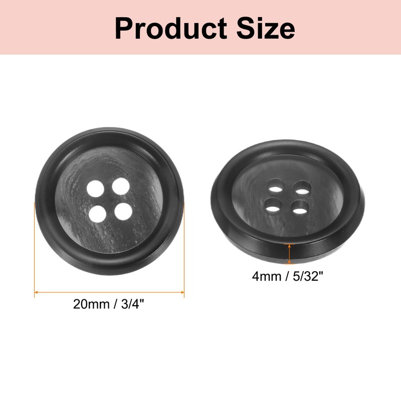HARFINGTON 12pcs Resin Sewing Button, 20mm 3/4-Inch 4 Holes Round
