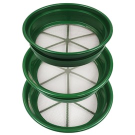 TerraX 13-1/4” Green Plastic Gold Panning Classifier Sets – Stackable Sifting Pans for Prospecting & Mining (Mesh Sizes 1/8”, 1/2”, 1/20”)