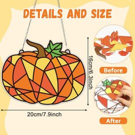 Thanksgiving Kids Suncatcher Craft Kits for Kids Fall Pumpkins Sticker Glass Made Easy Activity Kit Decorations for Autumn Sun Catcher Kits Girls Boys Home Classroom Indoor Art Game Activities Favors