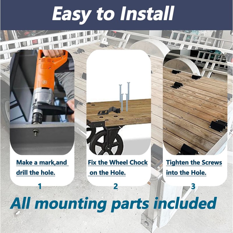 1500LBS Wheel Chock Tie Down Kit for Trailer & Pickup