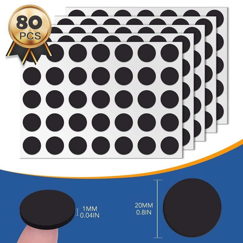 DIYMAG 0.8" x 0.04" 80 Pack Magnetic Dot with Adhesive