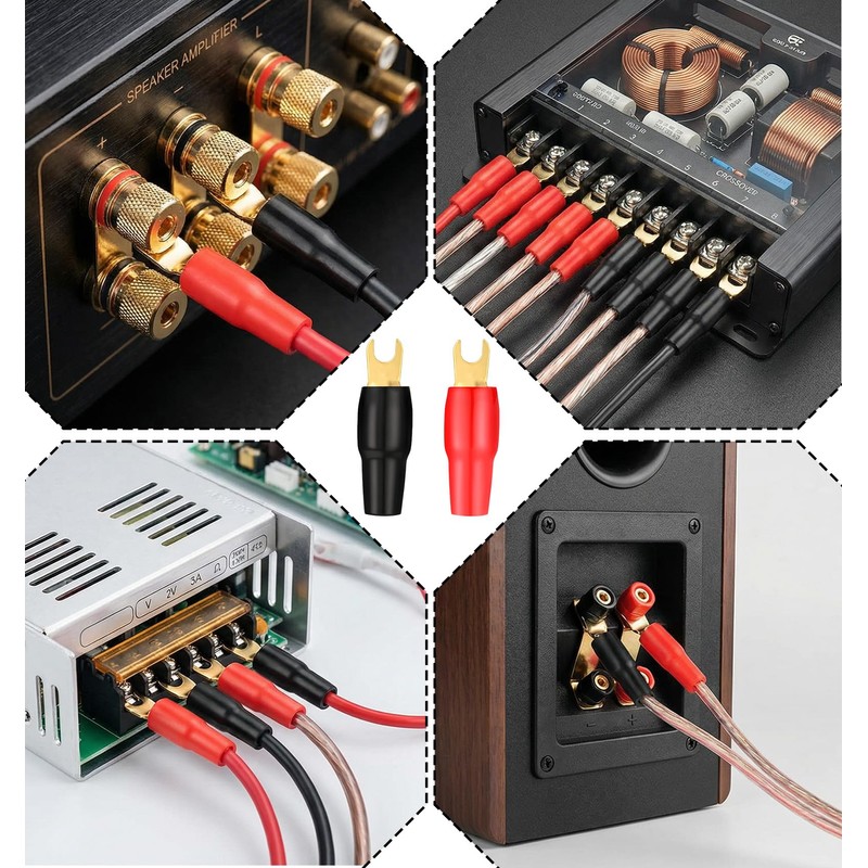 10Pcs 4 Gauge Wire Connectors, 4-Gauge Spade Terminals for Speaker