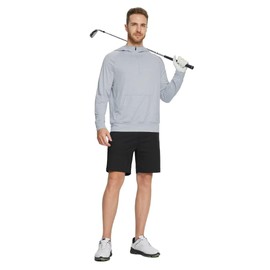 M MAELREG Mens Hoodies Heather Hooded Sweatshirt Performance Athletic Golf Hoodies For Men Quarter Zip Pullover