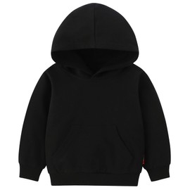 AIWUHE Toddler Boy Hoodie Solid Pullover Sweatshirts Fall Clothes With Pocket Black 4T 110