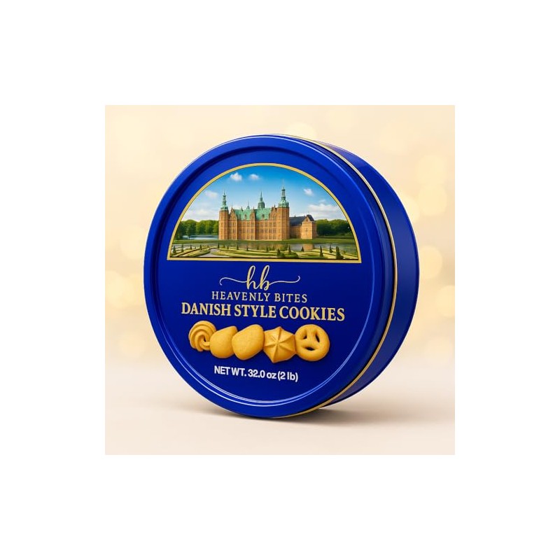 Heavenly Bites Danish Style Butter Cookies in Metal Tin 32