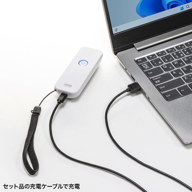Sanwa Supply BCR-BT1D8W Bluetooth 1D Barcode Reader