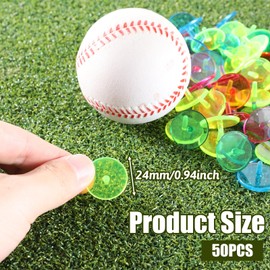 Styquenzer Golf Ball Marker, Bulk 50 Pcs Multicolor Plastic Round Golf Ball Position Markers Transparent Flat Round Golfs Mark Accessories for Golfs and Baseball On-Course (24 mm)