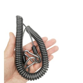 Drchoer Fishing Rod Lanyard for Trolling: 10ft-150LB Saltwater Rod Reel Safety Tether - Retractable Fishing Tool Coil Lanyard for Deep Sea Pole Kayak Paddles Leash - Black