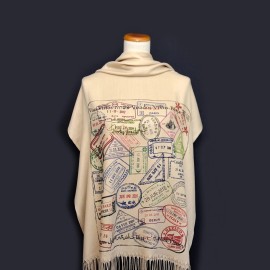 Universal Zone Traveler scarf, Scarf with passport stamps, Flight attendant gift, Travel Agent