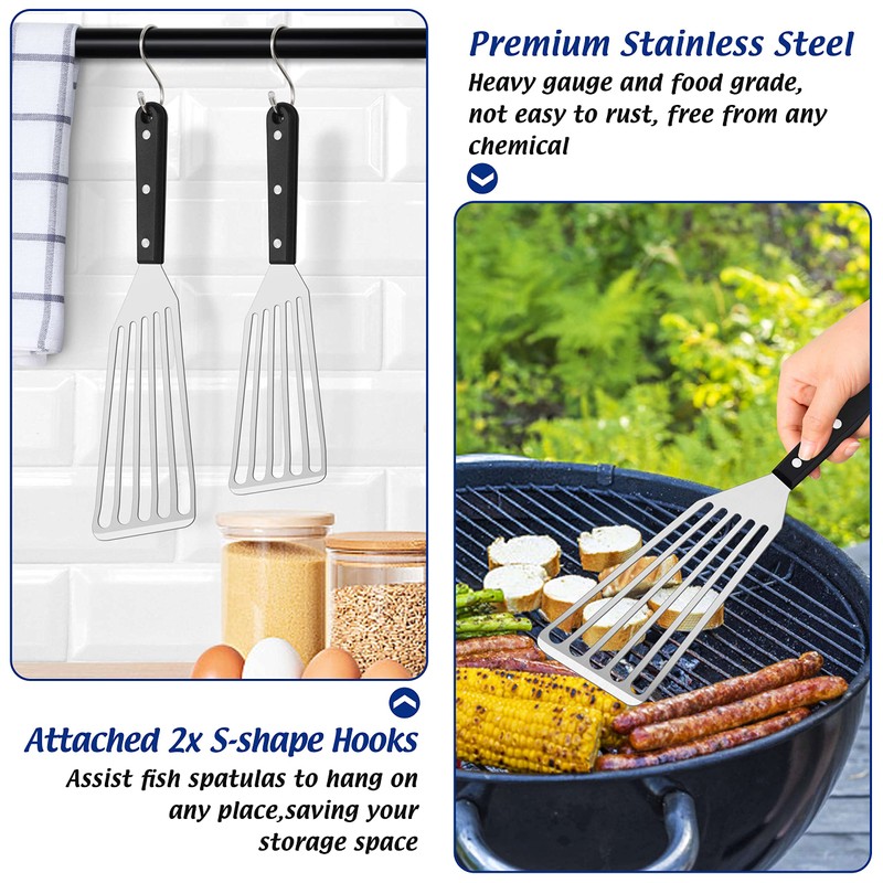 Fish Spatula, HaWare Stainless Steel Slotted Turner with Solid ABS