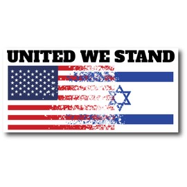 United We Stand USA Stands with Israel Flag Sticker Israeli Flags Decal Support Israel Sticker | Multiple Sizes | Indoor Our Outdoor Use | AWPS142 (6-Inch x 2.9-Inch)