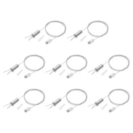 PATIKIL Ceiling Hanging Wire Cable Kit, 1m/3.3ft 8 Set Adjustable Light Suspend Cable Kit Panel Hanging Rope Clamp Slotted Nail for Pendant Light Fitting Aquarium Lights, Style 1
