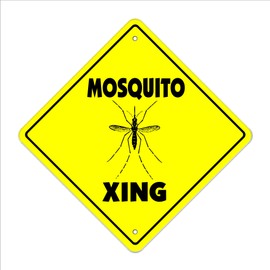 Mosquito Crossing Sign Zone Xing | Indoor/Outdoor | 14" Tall Insect Entomology Flies Fly Netting Camping