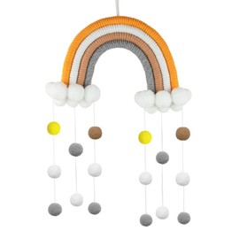 RAILONCH Nordic Rainbow Wall Hanging, Handwoven Clouds Rainbow Macrame Tapestry, Wall Decoration with Pompom for Newborn Baby Room (25)