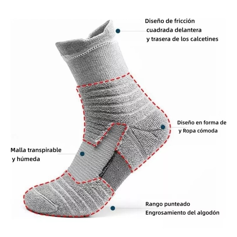 Mar de Estrellas 6 Pares Engrosado Calceta Deportiva Hombre 100%