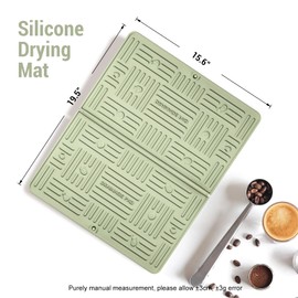 TIKNIK Silicone Dish Drying Mat, Coffee Mat Silicone Drying Mat for Kitchen Counter, Silicone Coffee Bar Mat for Countertop, Non-Slip Heat-Resistant Multi Usage Drying Mat (19.5" x 15.6" Avocado)