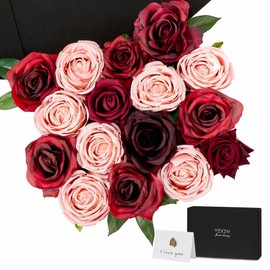 YZXZM Artificial Flowers Combo Box | Fake Burgundy Roses for Valentine, Wedding Bridal Bouquet, Home Decor