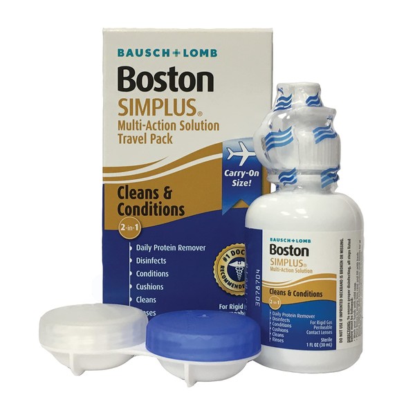 Boston® Simplus® Multi-Action Solution Travel Kit and Lens case | 1 fl oz | Carry-On Approved
