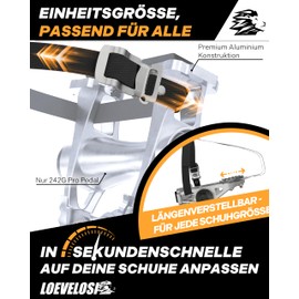 LOEVELOSI Bicycle Pedals SpeedPro Loops Pedal Hooks Retro Road Bike Pedals Silver Aluminium with Nylon Straps Exercise Bike Pedal Hooks for Road Bike