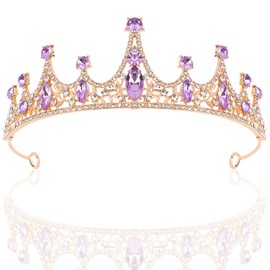 Canitor Purple Tiaras Crowns for Women Girl Rapunzel Costume Bridal Headband Queen Princess Quinceanera Head Pieces for Wedding Birthday Prom Pageant Party Hair Accessories