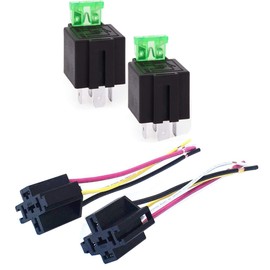 12V on/Off Fuse Relay, 30A Automotive 4-pin Fuse Socket Mount, with 14 AWG Heavy-Duty Wire, 2 Sets