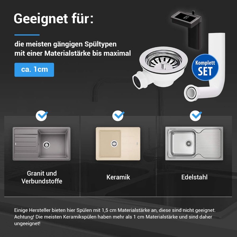 VIOKS Sink Drain Fitting with Strainer Basket Valve 114 mm