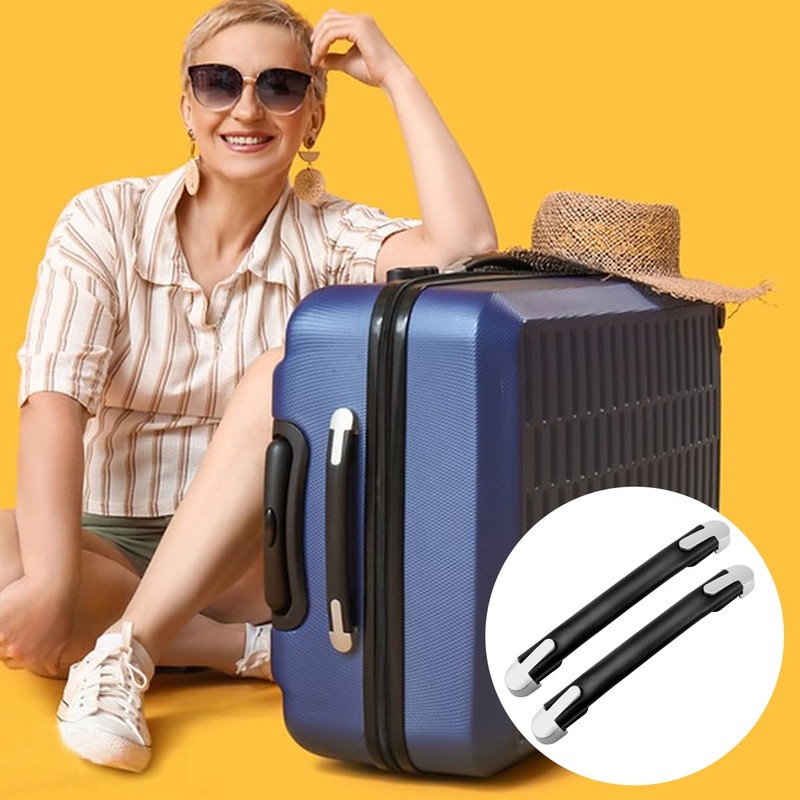 FERCAISH 2 Pack Suitcase Handle Replacement, Black Plastic & Zinc