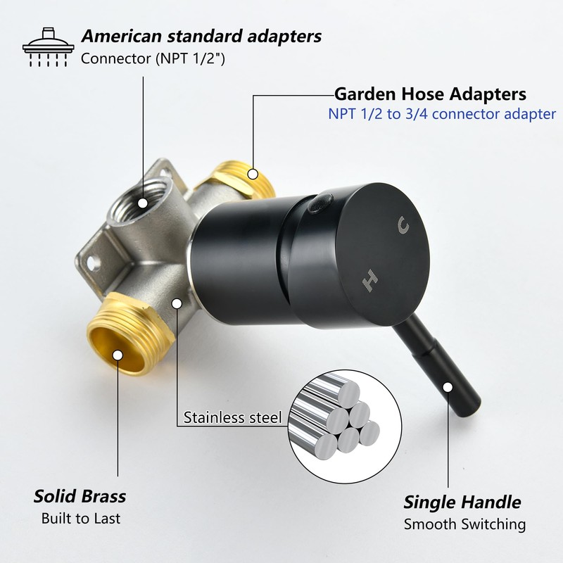 DOUBLUOEG Outdoor Shower Kit, Single Handle Outdoor Shower Fixtures with