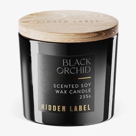 Hidden Label Black Orchid Scented Candle, 100% Cotton Lead-Free Wick,Sustainable Wood Lids,Candles for Home Scented,8.3 Oz
