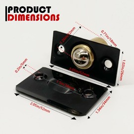 Closet Door Ball Catch Hardware, Stainless Steel Adjustable Ball Catch Door Hardware with Brushed Satin Finish Strike Plate,Strong Drive in Ball Latch for Closet (2, Black)