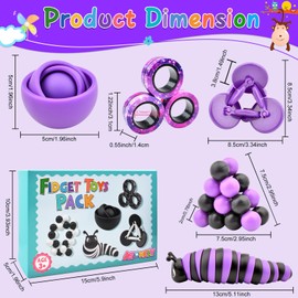 Fidget Toys Kids Pack, Autism Sensory Toys Set for Adults, Fidget Spinner Slug Magnetic Rings, Cool Gadget for Girls Boys Teens ADHD Stress Relief Desk Toy Christmas Basket Stuffers Gift Idea