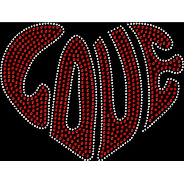 Rhinestone Bling Sparkle Iron On Transfer DIY Love Heart Shape