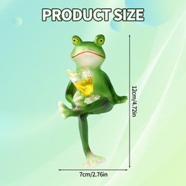Funny Drinking Frog Planter Decor, Miniature Resin Climbing Frog Figurines Flower Hugger Outdoor Statue Cute Animal Figure Pot Ornament Gifts for Yard Lawn Garden Balcony Patio Fish Tank Decoration