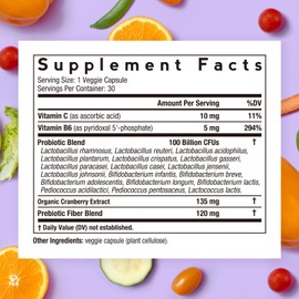 Doctor's Recipes Probiotics for Women, 100 Billion CFU, 18 Probiotic Strains, Prebiotics, Cranberry, P-5-P & VC, Vaginal, Digestive, Mood, Urinary Tract Health, Shelf-Stable, 30 Vegan Caps