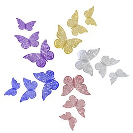 150Pcs 3 Size 3D Butterfly Wall Decor Adhesive Removable Stickers for Baby Shower Party Wedding Party Decoration (Multi-Colors)