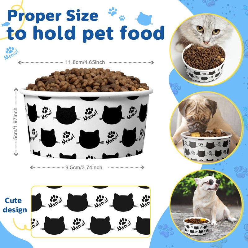 Mifoci 60 Pcs Disposable Pet Bowls Bulk 12 oz 1.5