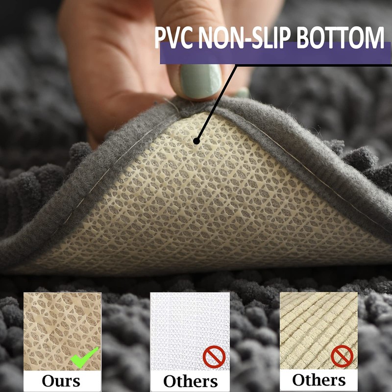 RUN HELIX Bath Mat Set, Soft Chenille Non-Slip Bath Mat,
