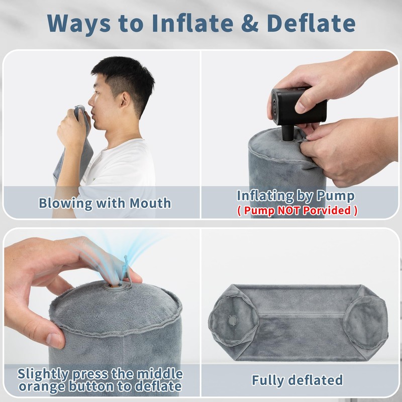 EULANT Inflatable Travel Neck Bolster 10 x 48 cm, Cuddly