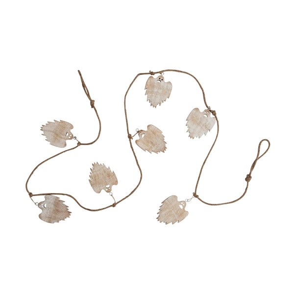 Creative Co-Op Jute and Mango Wood Ghost Garland, White