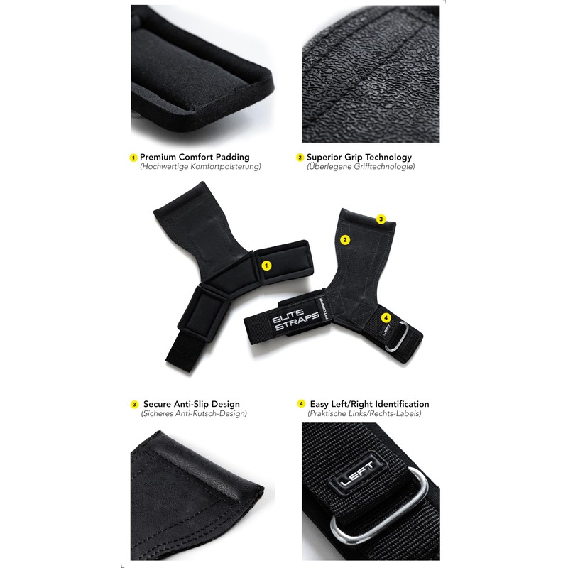 Fitgriff Elite Straps 2.0 - Lifting Straps with Rubber Pad