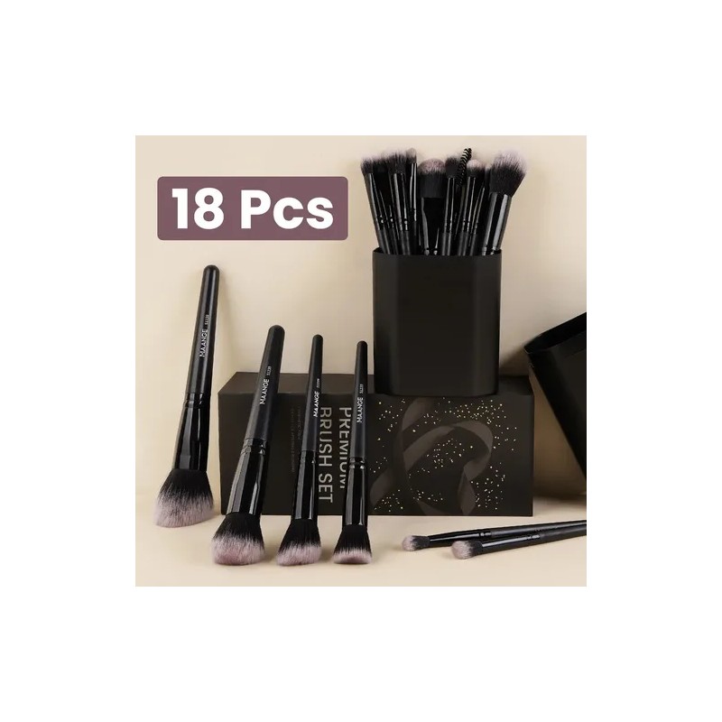 18 Set De Brochas Para Maquillaje Profesional estuche caja Color