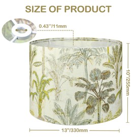13 IN Drum Lamp Shades Medium Palm Tropical Plants LampShade for Table Lamps Floor Lamp- 13" x 13" x 10" Spider Vintage Fabric Lampshade Decor Easy Assembly for Lamp Replacement