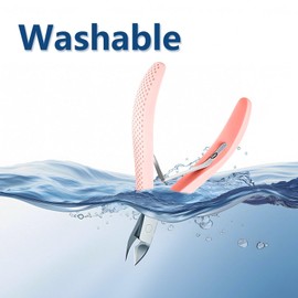 Criyar 1PC Fine Edge Cuticle Trimmer & Nippers, Silicone Handle Stainless Steel Nail Tools for Precise Removal, Durable Washable Cuticle Cutter, Pink Color