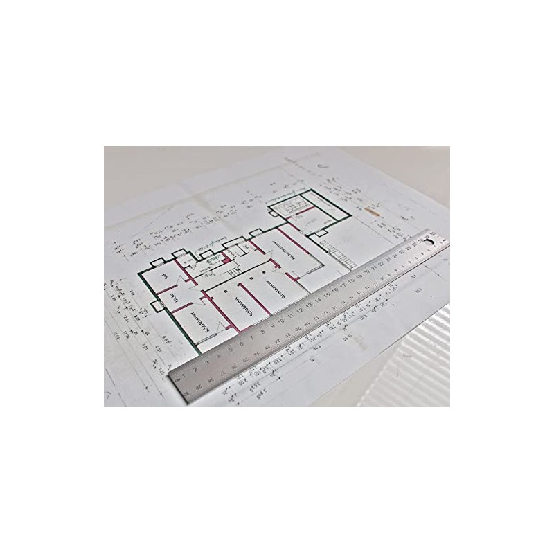 Wedo 525130 Steel Ruler With Cork Backing, 30 cm, Silver