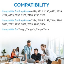64XL Ink Cartridge Combo Pack Compatible for HP Ink 64 Black and Color Compatible for Envy Photo 7855 7858 7155 7120 7800 6252 6255 7158 7100 6200 6258 7130 7132 7164 Inkjet Printer, Print, Scan, Copy