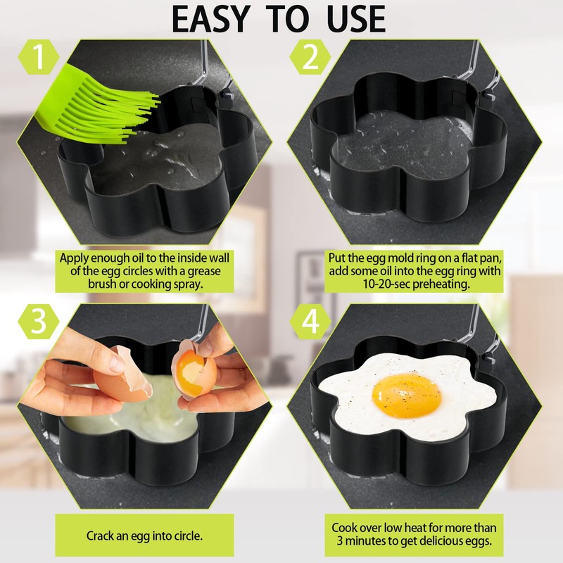 6 Pack Eggs Rings, Stainless Steel Egg Cooking Rings, Round