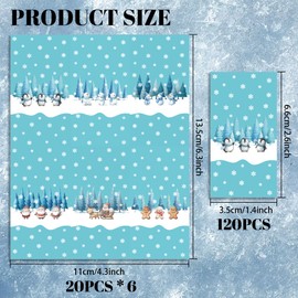 arricraft 120 Pcs Merry Christmas Mini Candy Bar Wrappers, Snowflakes Santa Claus Bear Snowman Chocolate Bar Label Stickers Self Adhesive Stickers for Christmas Winter Holiday Party Favors(No Candy)