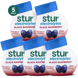 Stur Electrolyte Water Enhancer | Sweetened with Stevia | High in Vitamin C & Antioxidants | Sugar Free | Zero Calories | Keto | Vegan | 5 Bottles, Makes 90 Drinks (Black Raspberry)